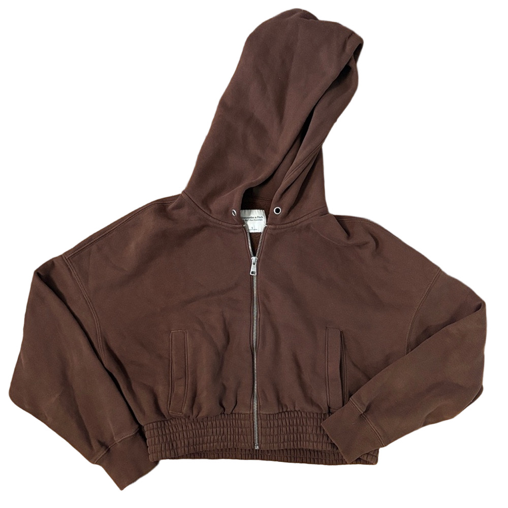 Abercrombie & Fitch Soft A&F Brown Zip Hooded Sweatshirt Small
